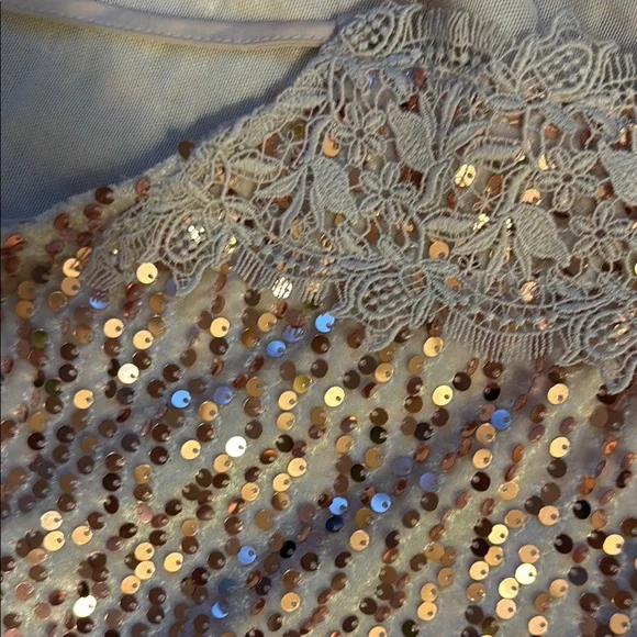 Free People Pale pink Sequin Lace Trim Spaghetti Strap Mini dress - Picture 4 of 4